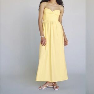 Reformation Dovie midi tie back yellow bridesmaid dress